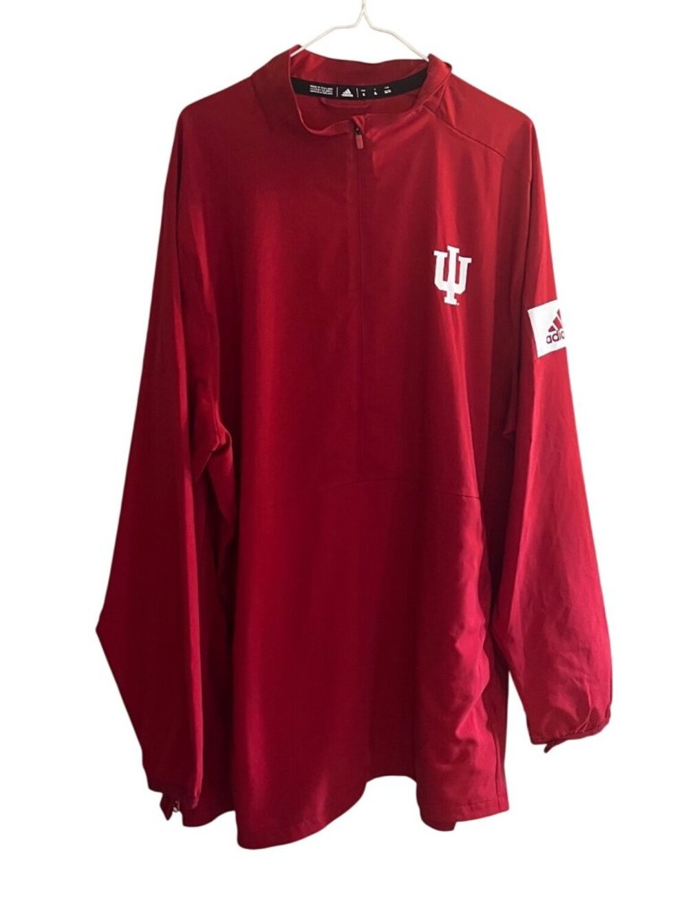 Adidas Indiana University Red Half-Zip Pullover Jacket XL zipped kangaroo pocket
